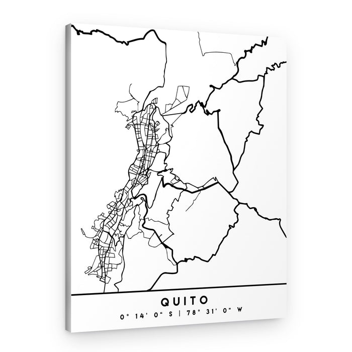 Quito City Streets Map – Canvas Print