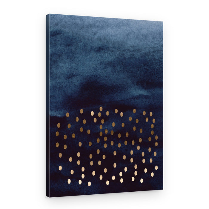 Navy Gold Dots Watercolor – Canvas Print