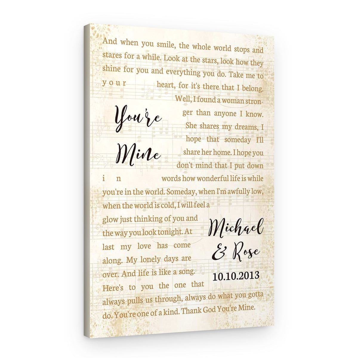 Custom Song Lyrics Music Sheet Canvas Print – Canvas Print