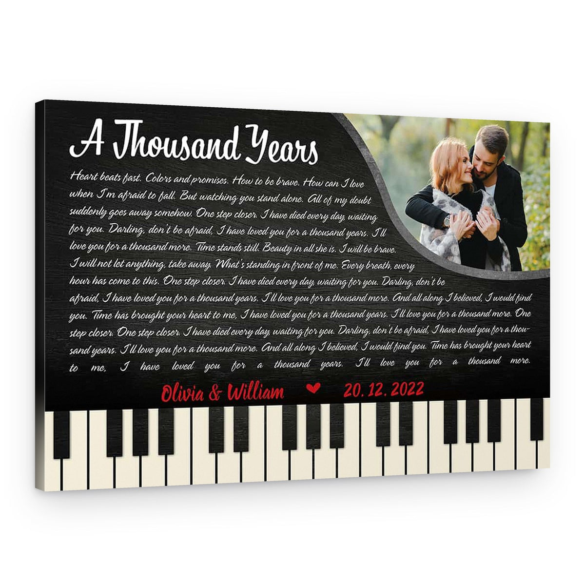 Personalized Piano Song Lyrics Canvas Print – Canvas Print – Landscape