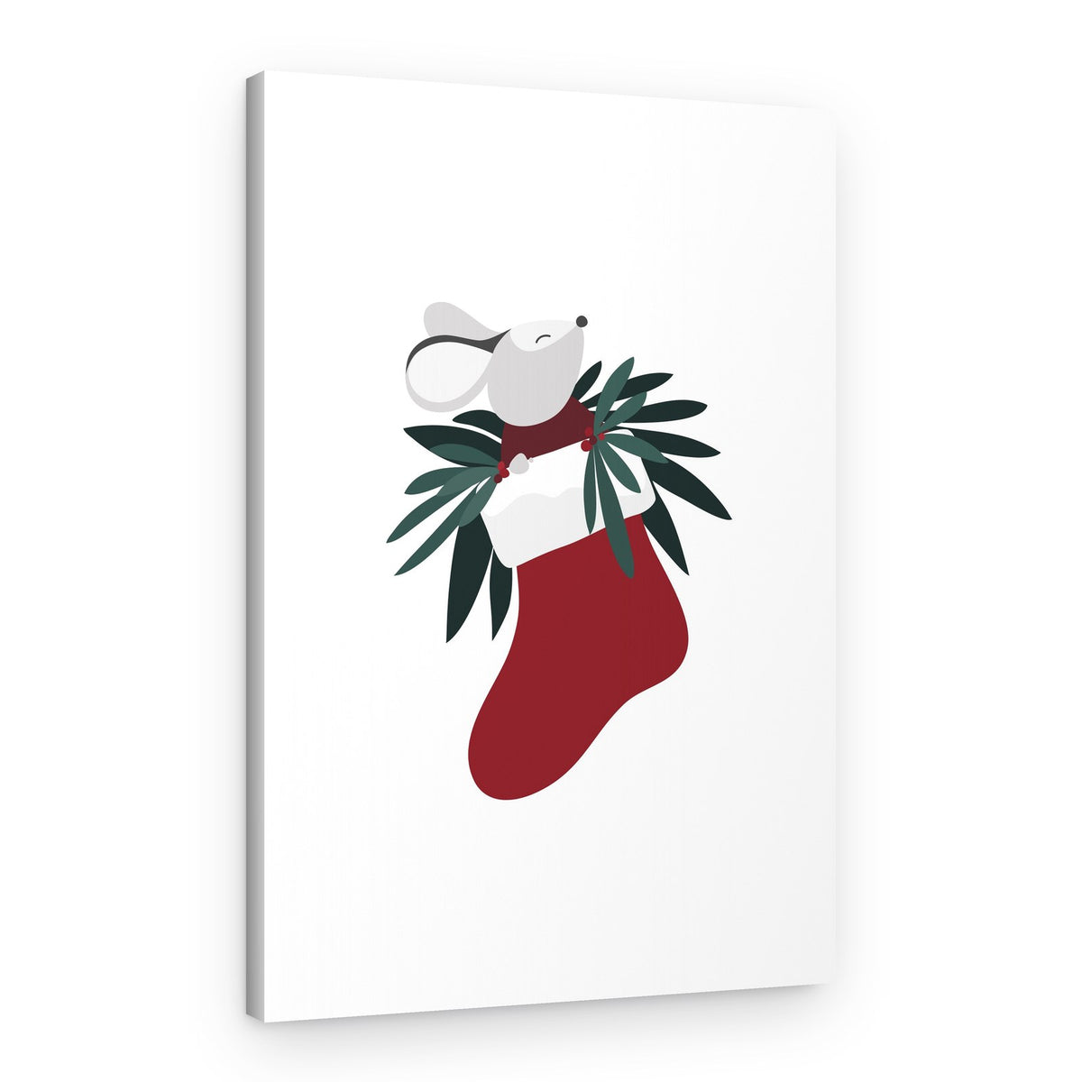 Festive Mouse in Stocking – Canvas Print