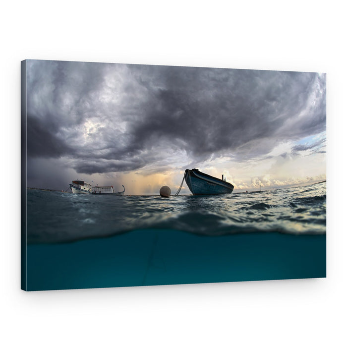 Calm Boat Under Storm – Canvas Print