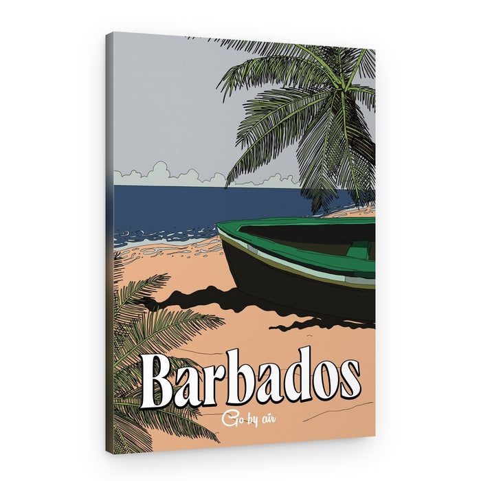 Vintage Barbados Beach Boat – Canvas Print