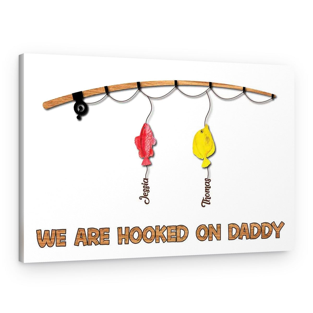 We Are Hooked On Daddy Birth Month Fish Custom Canvas Print – Canvas Print – 2 Names