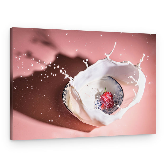 Strawberry Milk Splash – Canvas Print