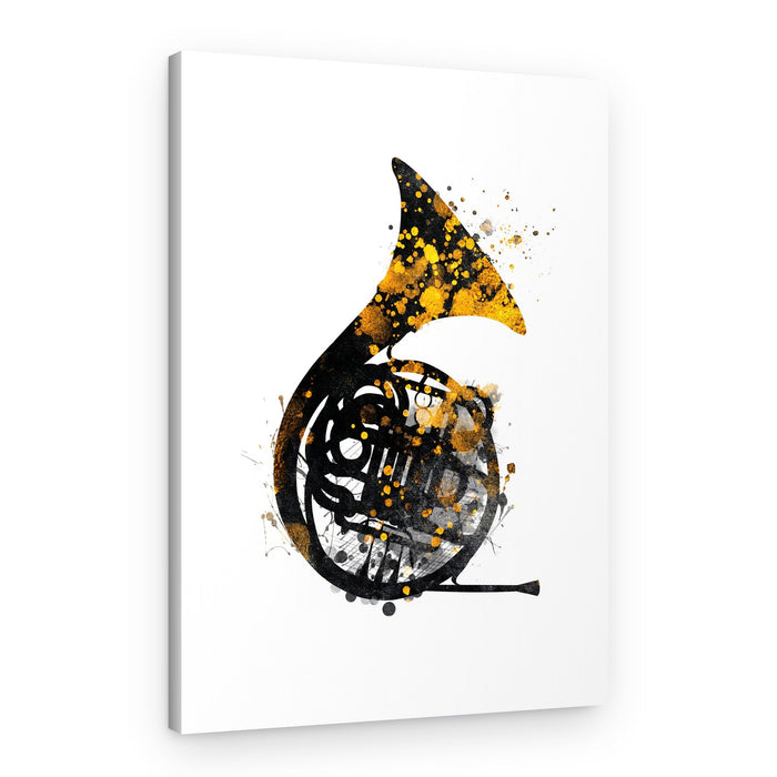 French Horn Splash Art – Canvas Print