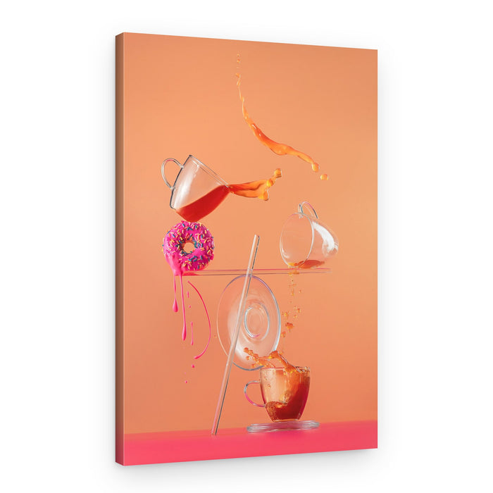 Pink Donut Splash – Canvas Print
