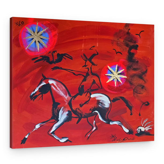 Red Rider Golden Stars – Canvas Print