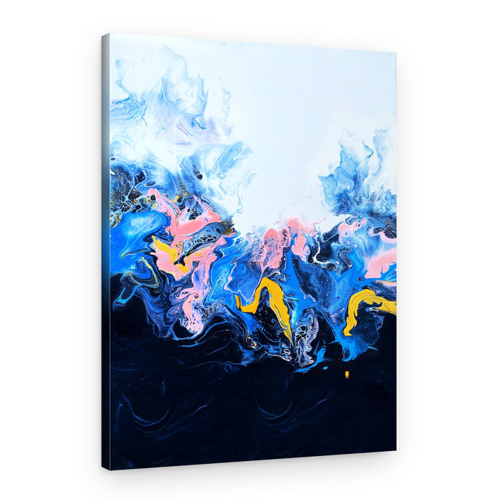 Abstract Blue Gold Swirls – Canvas Print
