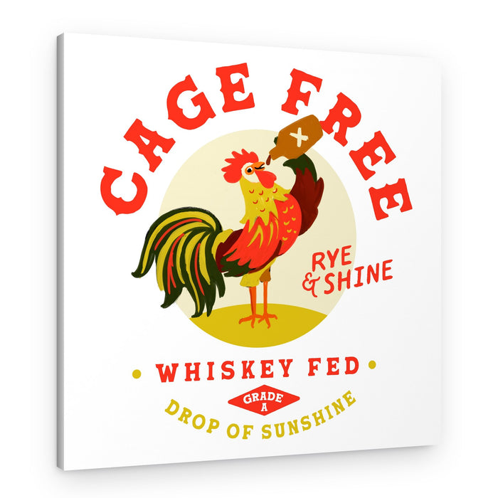 Cage Free Whiskey Drinking Rooster – Canvas Print