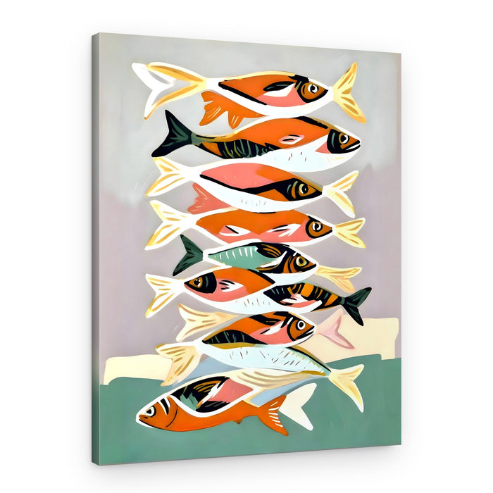 Vibrant Stacked Fish – Canvas Print