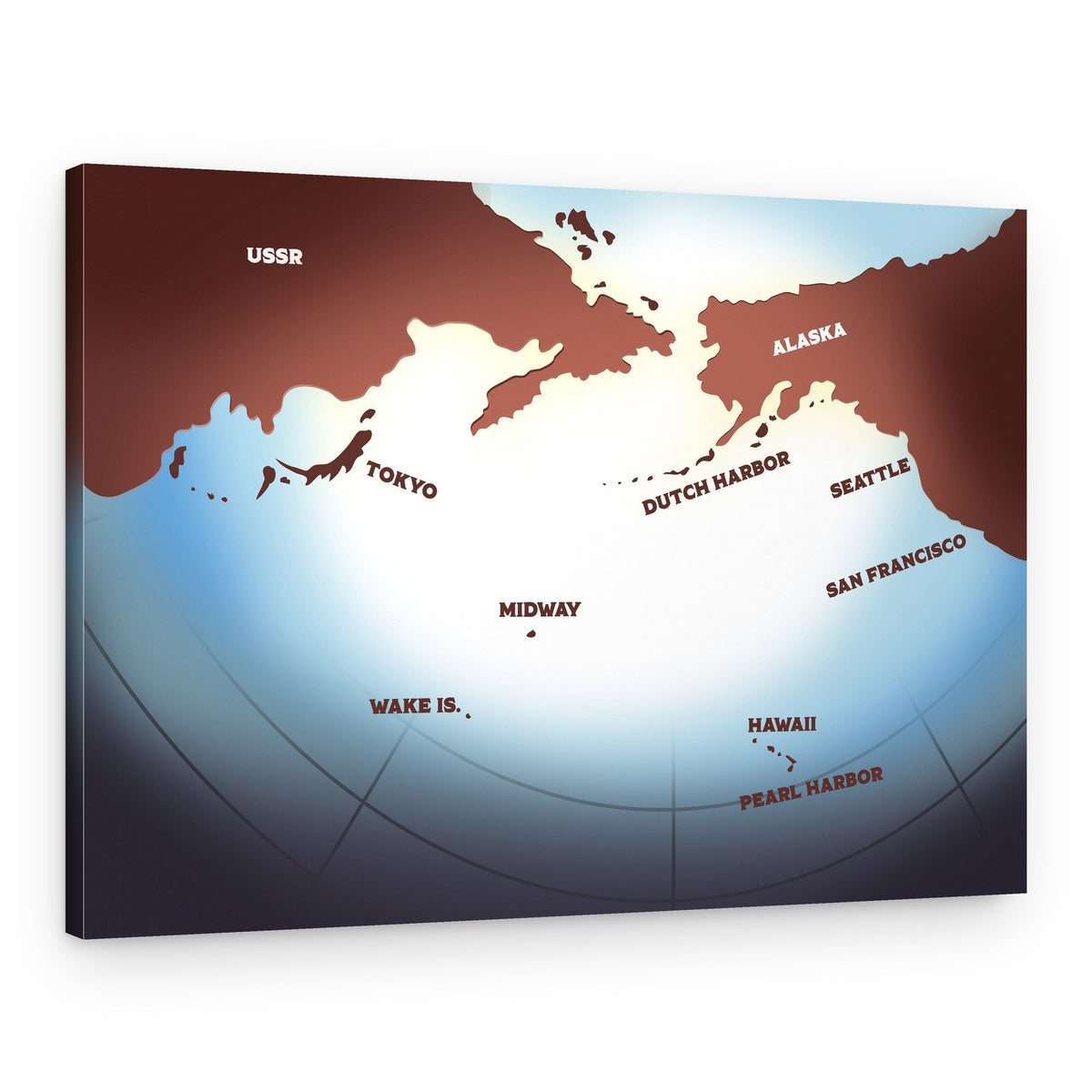 Vintage Pacific War Map – Canvas Print