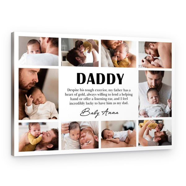 Custom Daddy Photo Collage Memorable Canvas Print