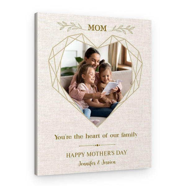 You’re The Heart Of Our Family Custom Photo And Text Canvas Print