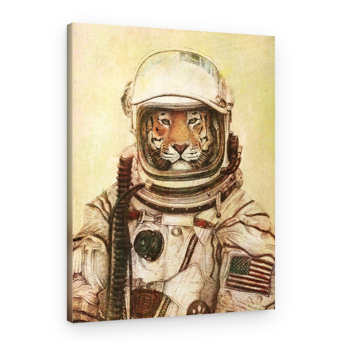 Tiger In A Vintage Astronaut Suit – Canvas Print