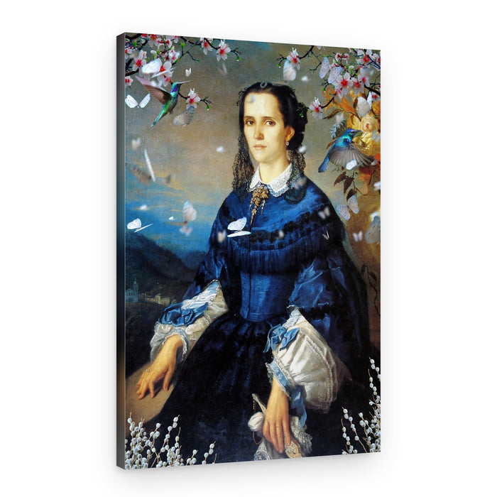 Lady Blue Hummingbird Blooms – Canvas Print