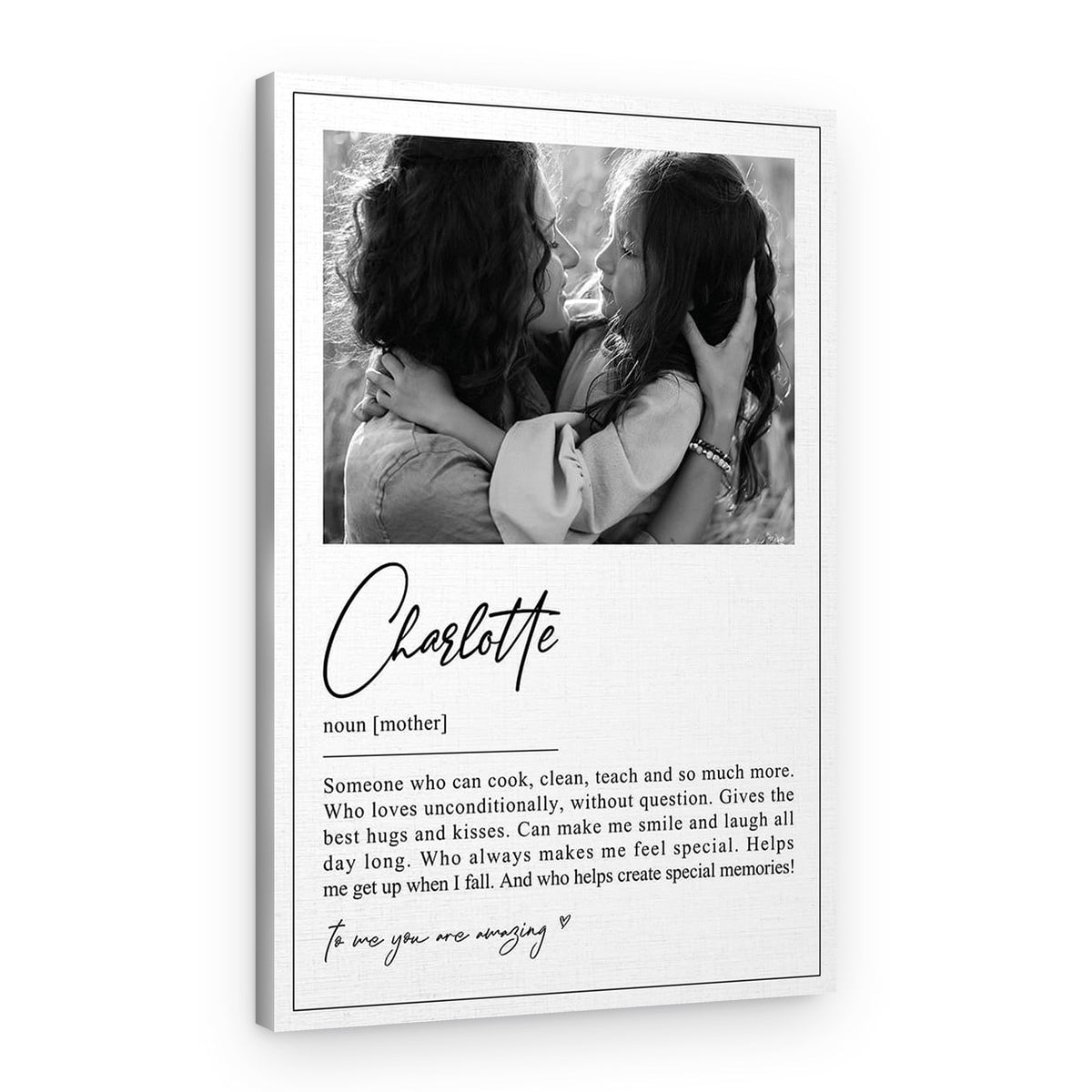 Mother Definition Custom Photo And Text Canvas Print – Canvas Print – Design A