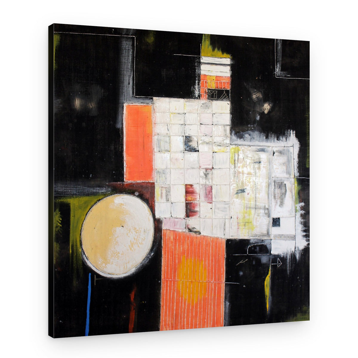 Orange Geometric Grid – Canvas Print