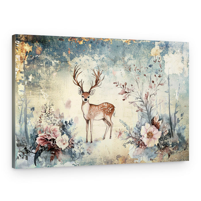 Floral Woodland Stag – Canvas Print