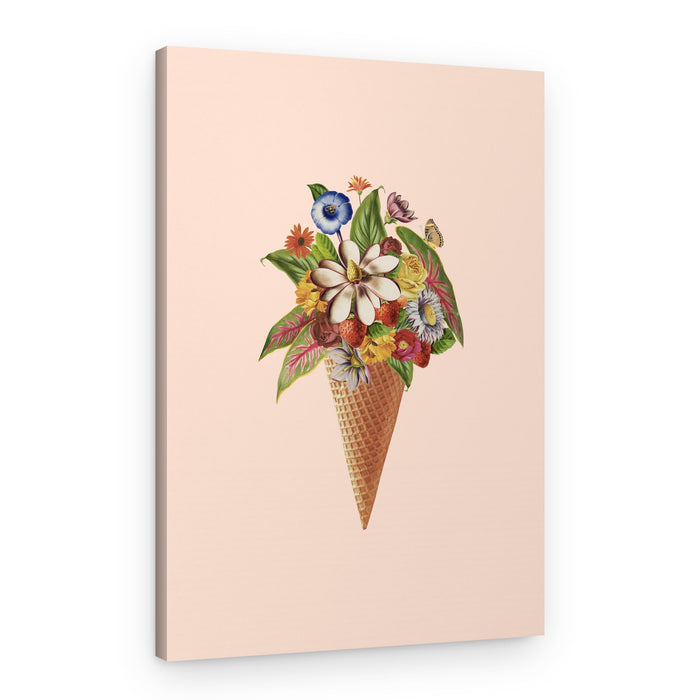 Floral Ice Cream Cone – Canvas Print