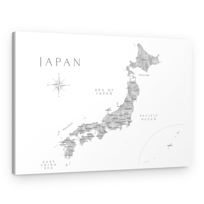 Grayscale Japan Map – Canvas Print