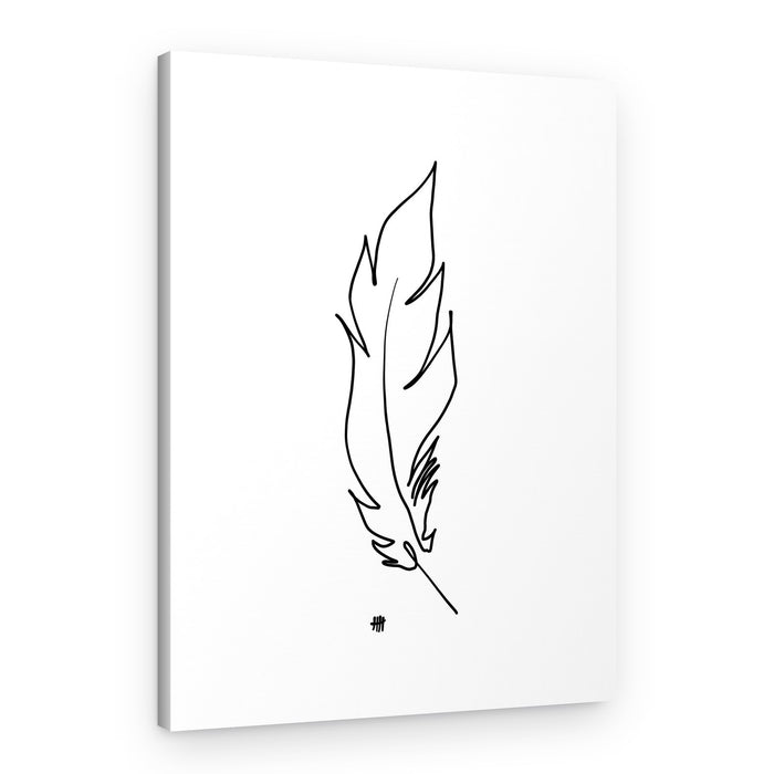 Minimalist Feather Outline – Canvas Print