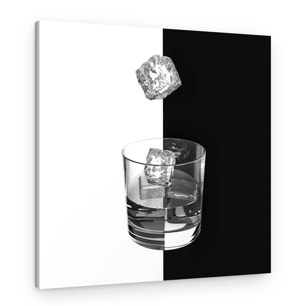 Ice Cubes Black White – Canvas Print