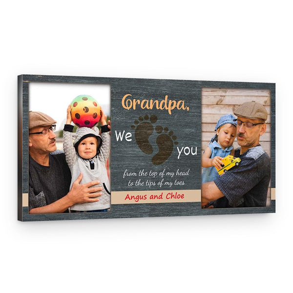 Grandpa We Love You Custom Photo Canvas Print