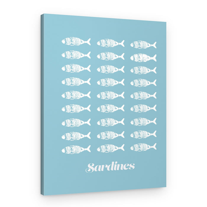 Minimalist Sardines Blue – Canvas Print