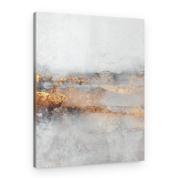 Golden Gray Abstract Layers – Canvas Print