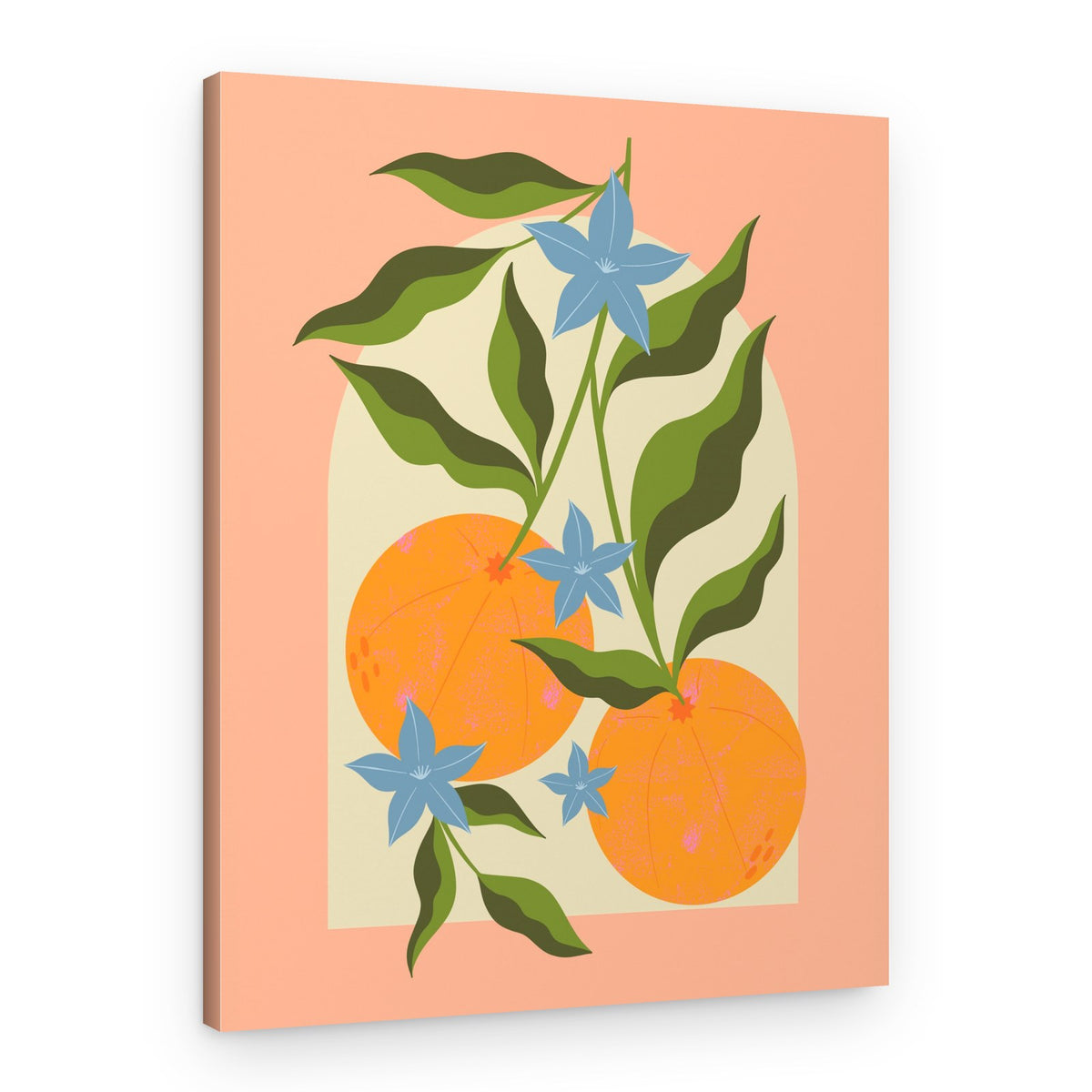 Orange Branch with Flowers – Canvas Print