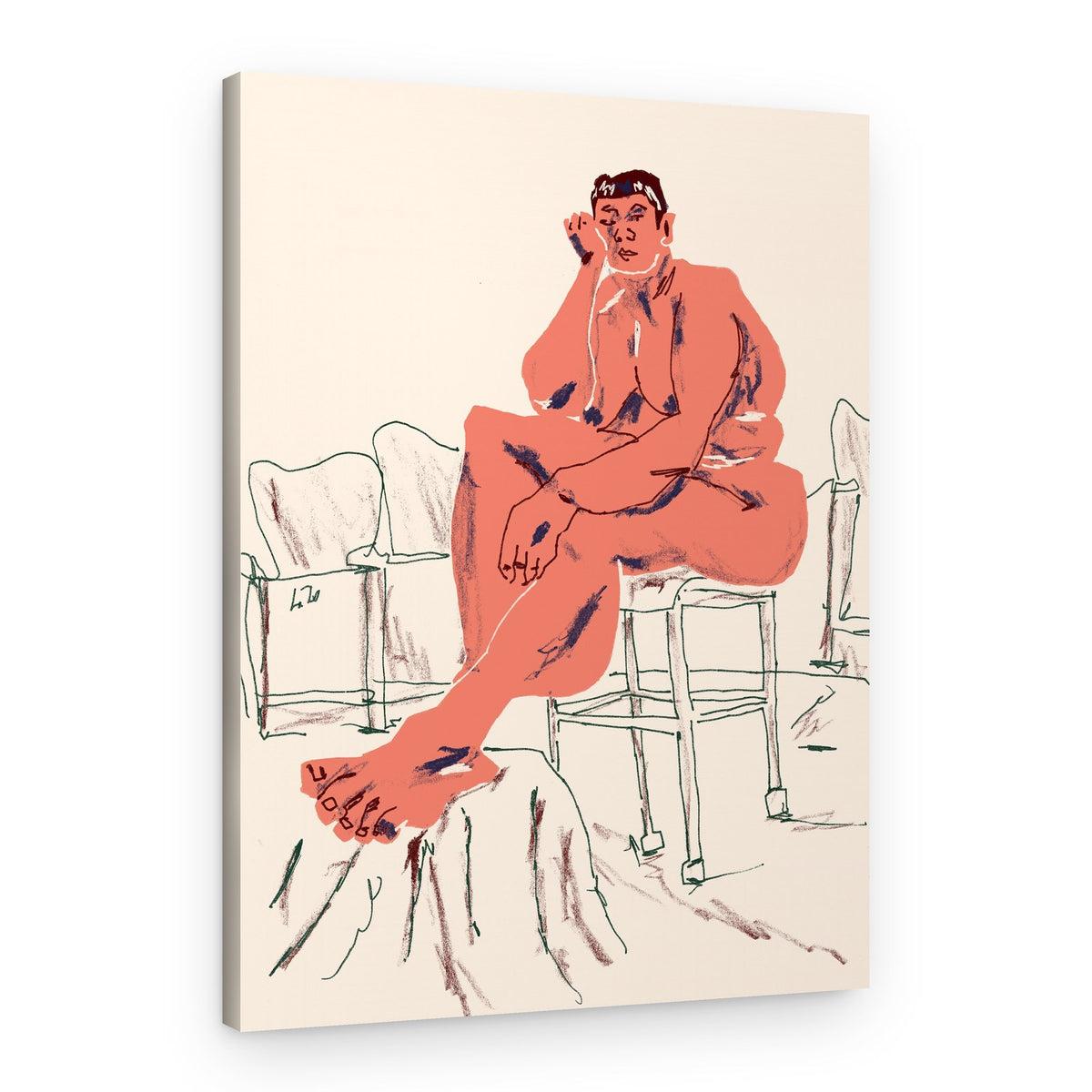 Relaxed Seated Figure – Canvas Print