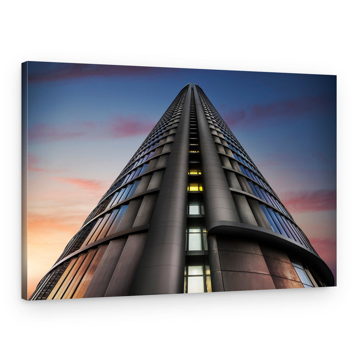 Sleek Building Sunset Glow – Canvas Print