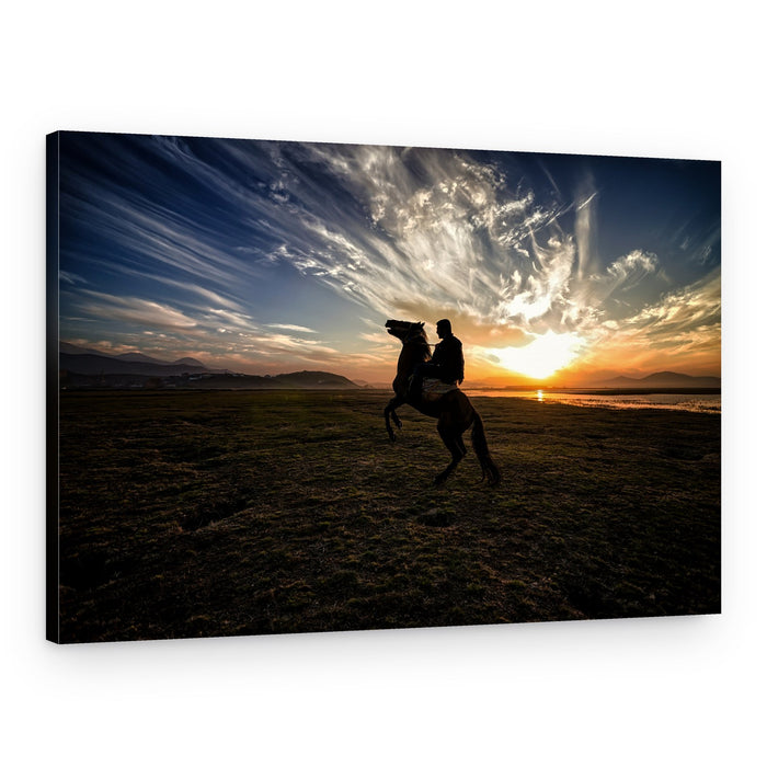 Rearing Horse at Sunset – Canvas Print
