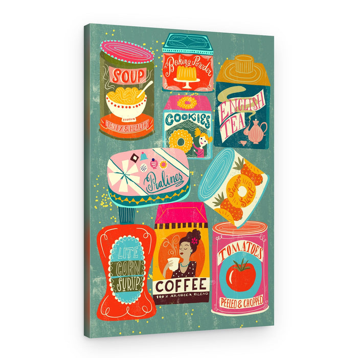 Retro Food Labels – Canvas Print