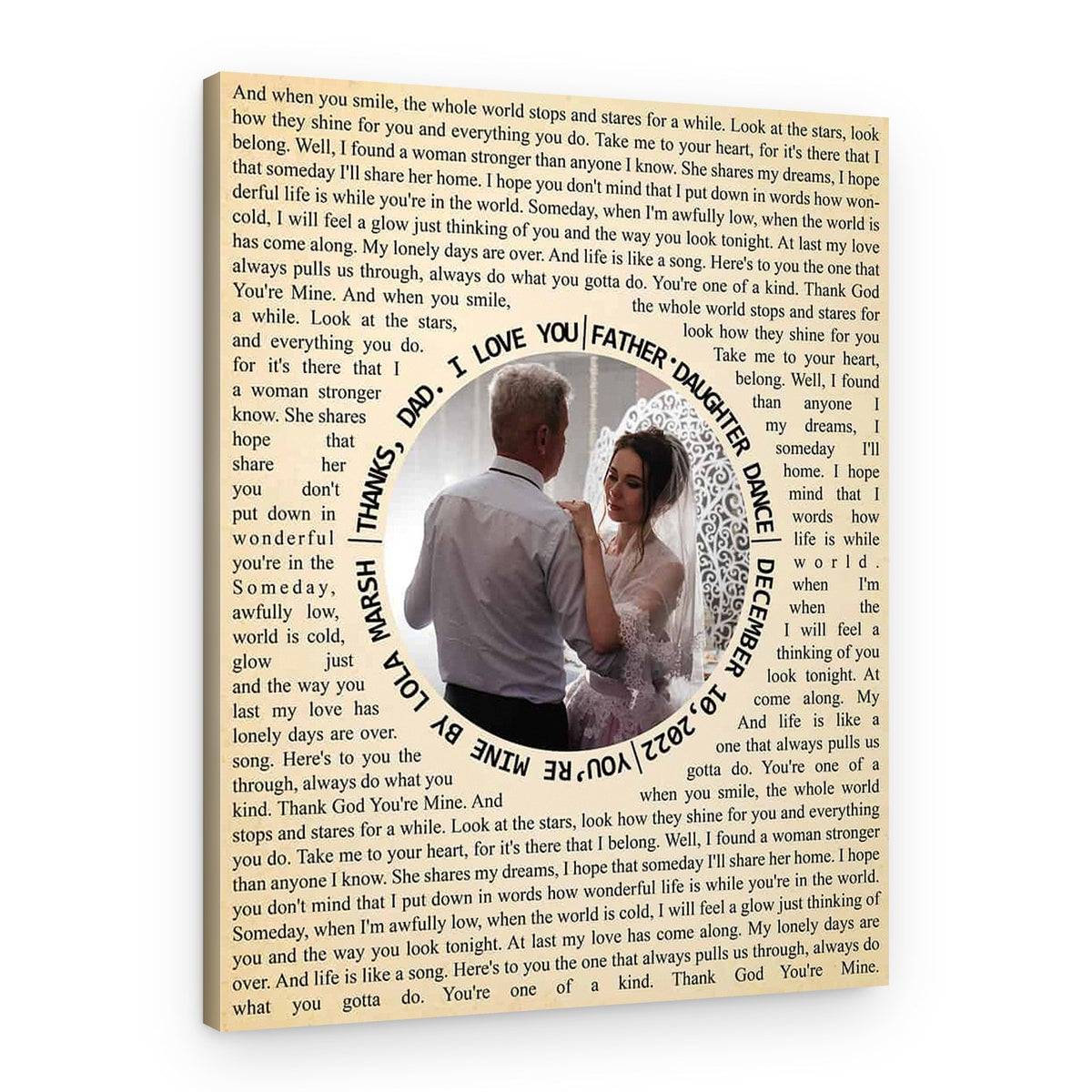 Father-Daughter Dance Custom Song Lyrics Photo Canvas Print – Canvas Print