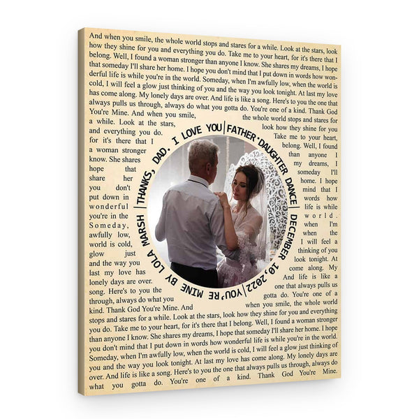 Father-Daughter Dance Custom Song Lyrics Photo Canvas Print