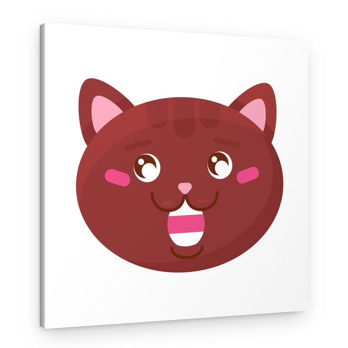 Happy Kawaii Cat – Canvas Print