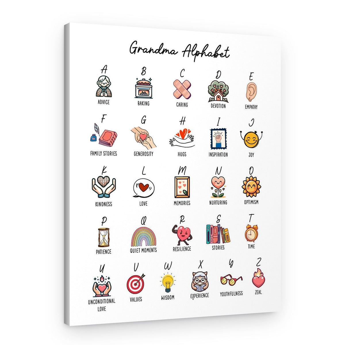 Grandma Alphabet Canvas Print – Canvas Print