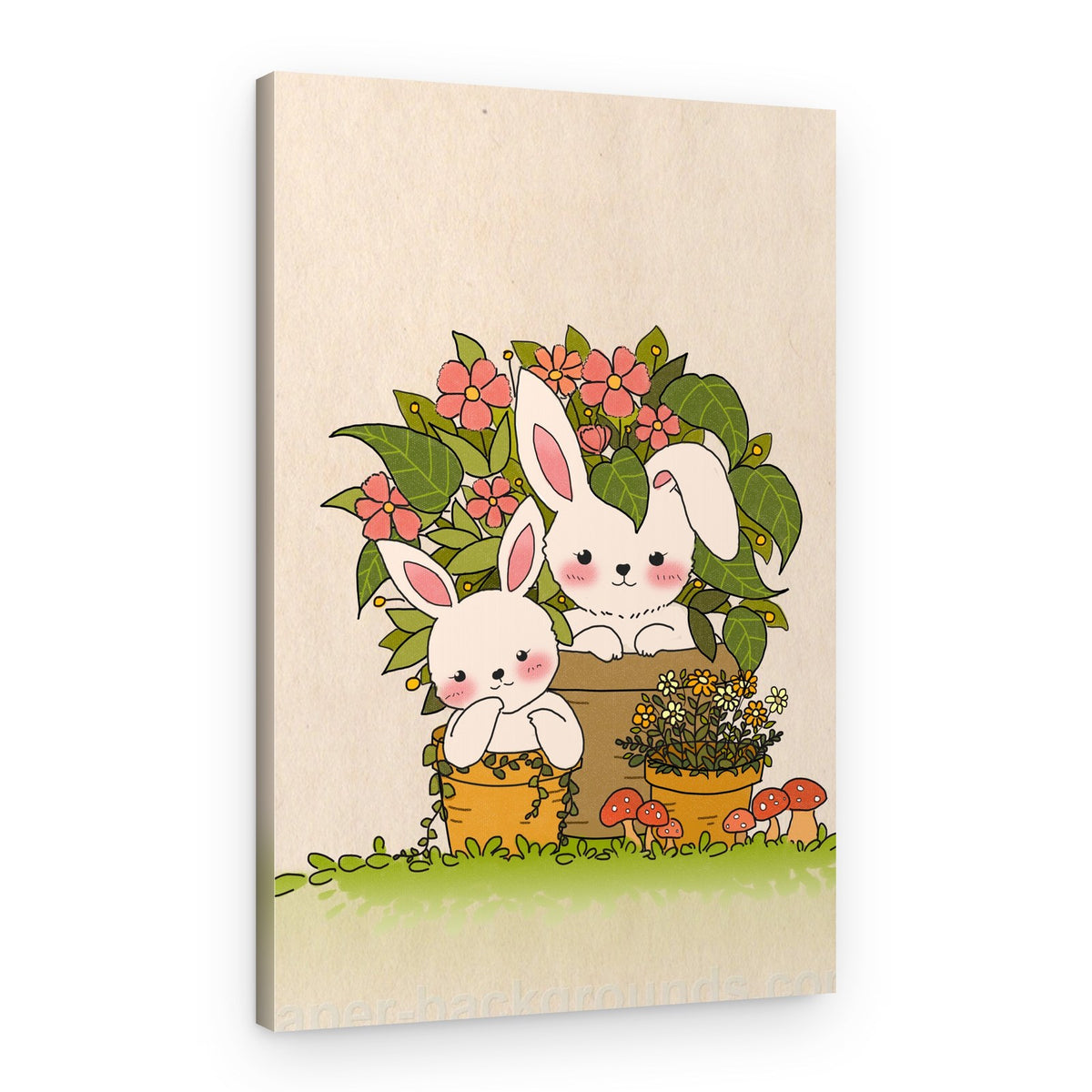 Bunnies In Bloom – Canvas Print