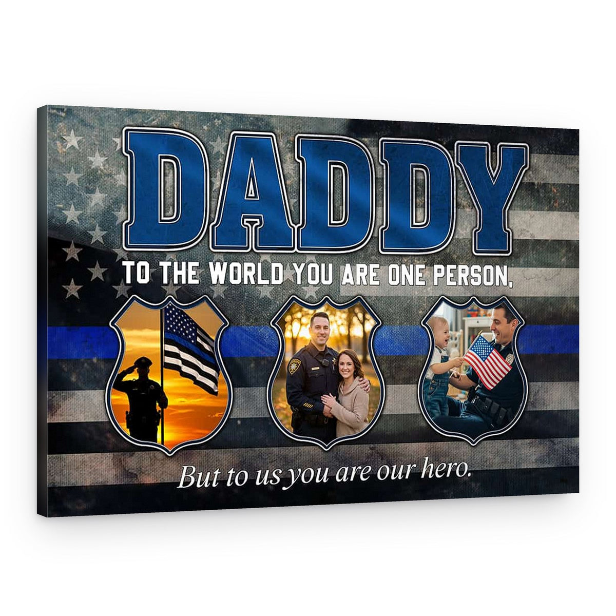 Personalized Police Dad Canvas – 3 Photo Tribute for Father’s Day – Canvas Print