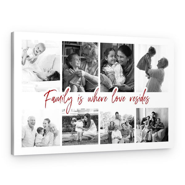 Family Is Where Love Resides Custom Photo Collage Canvas Print