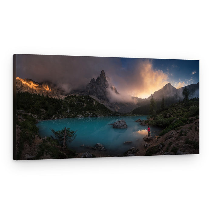 Turquoise Lake Mountain Glow – Canvas Print