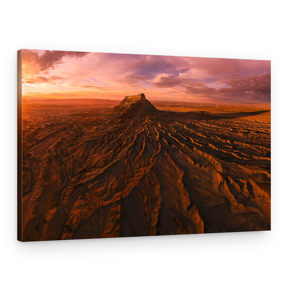 Fiery Badlands Mesa Sunset – Canvas Print