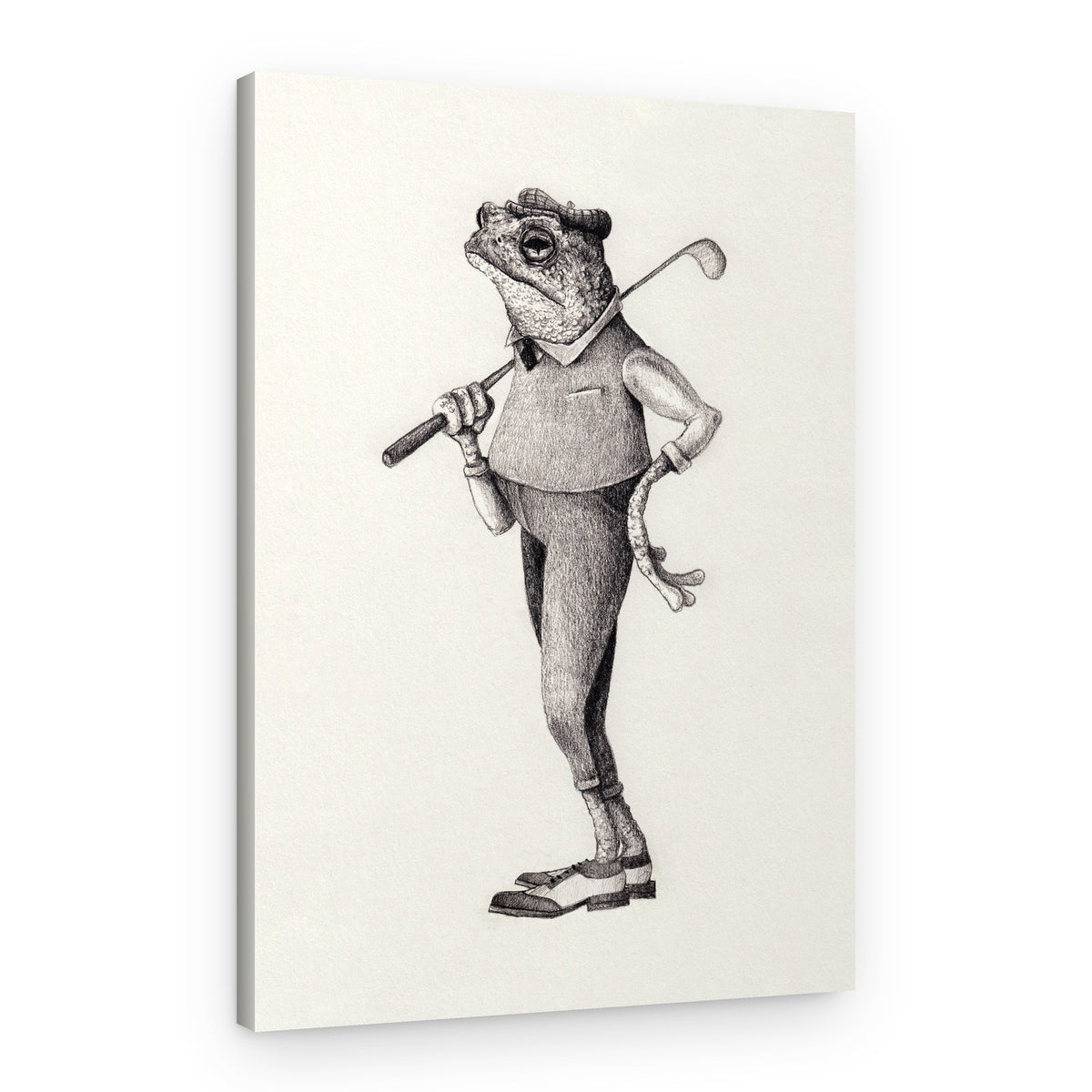 Frog In Vintage Golf Attire – Canvas Print