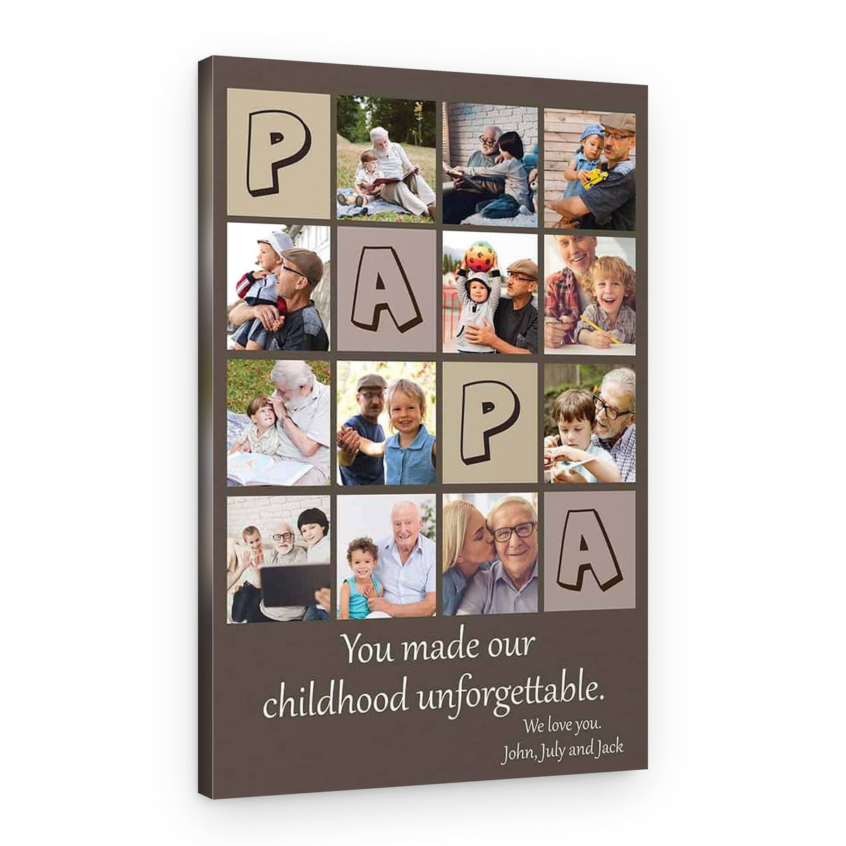 Papa You Made Our Childhood Unforgettable Collage Canvas Print – Canvas Print