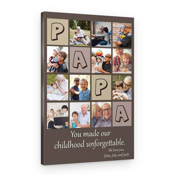 Papa You Made Our Childhood Unforgettable Collage Canvas Print