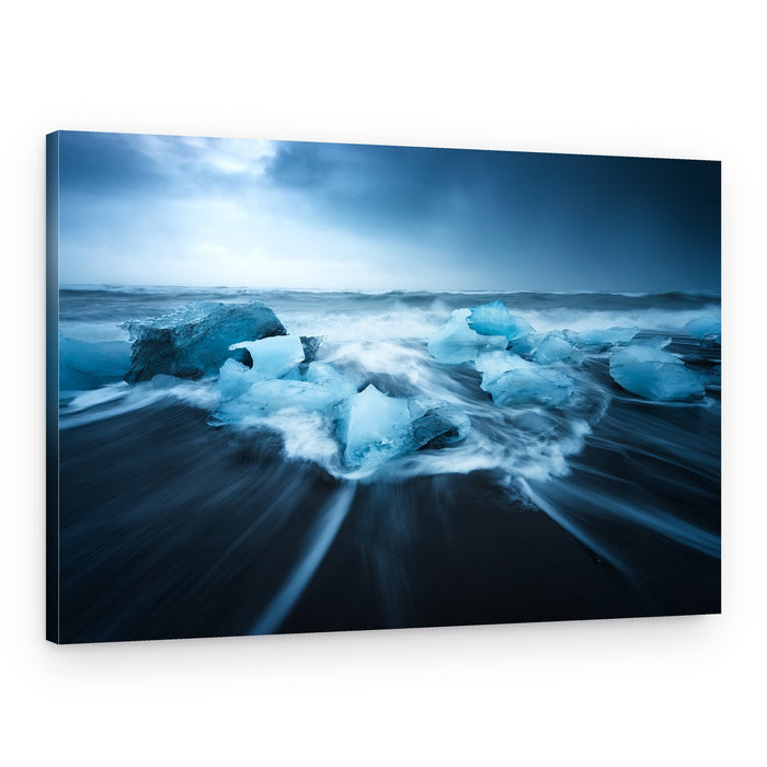 Blue Ice Beach Waves – Canvas Print
