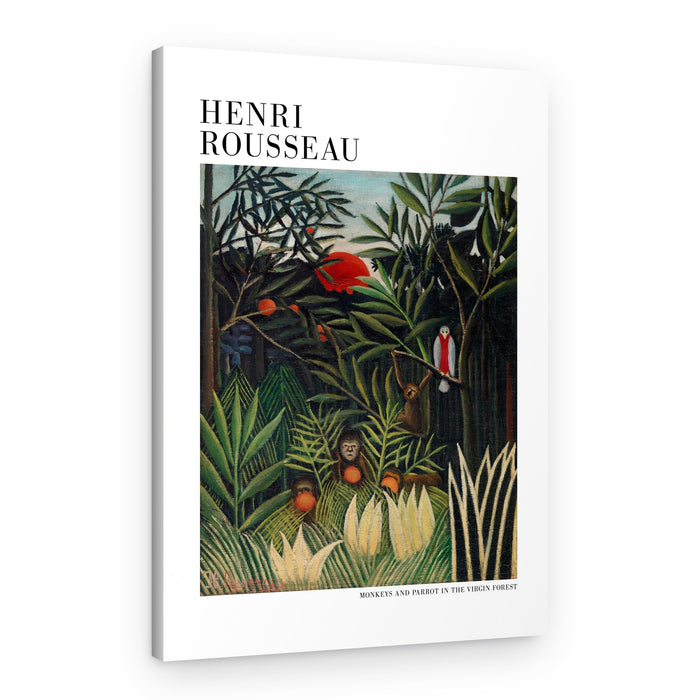 Monkeys And Parrot In The Virgin Forest – Canvas Print