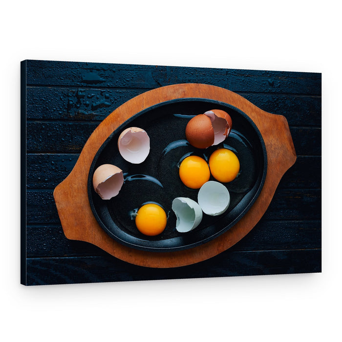 Fresh Eggs on Pan – Canvas Print